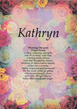 Load image into Gallery viewer, A4 laminated named plaque (Roses)