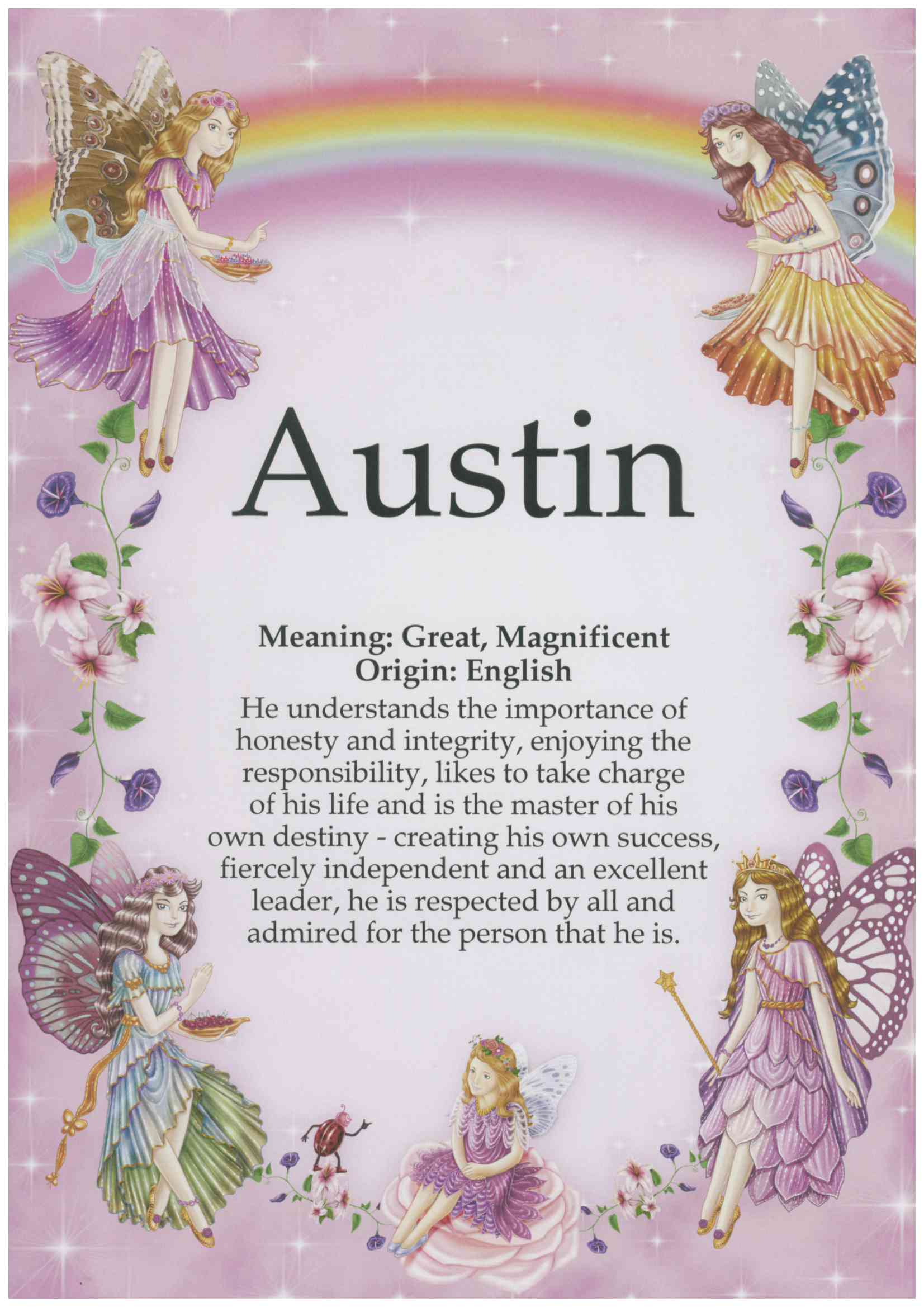 A4 laminated named plaque (Fairies)