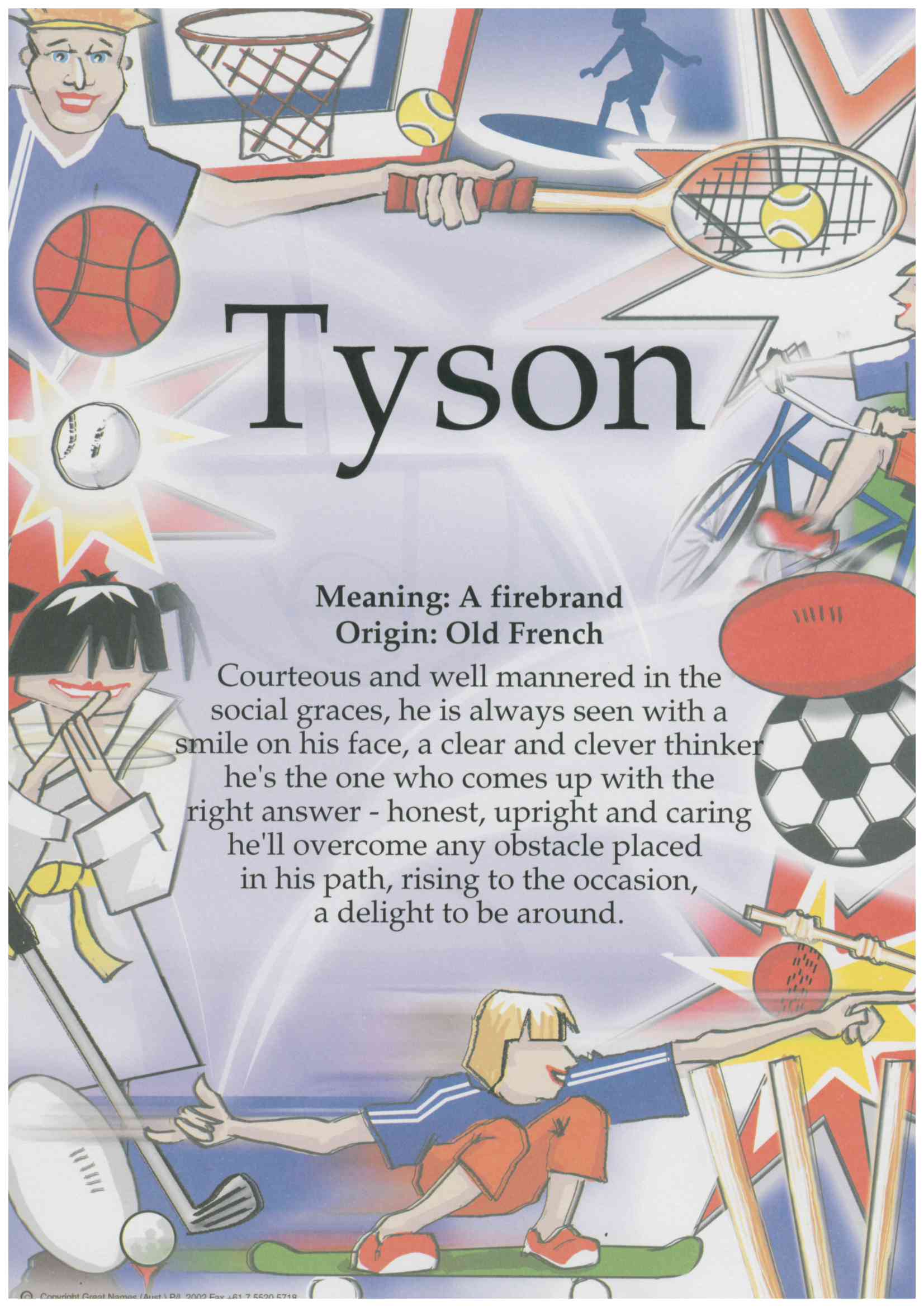 A4 laminated named plaque (Sports)